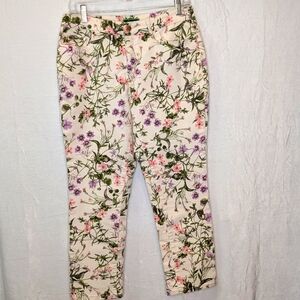 Floral Print Denim Pants By Wonder Size 8P.